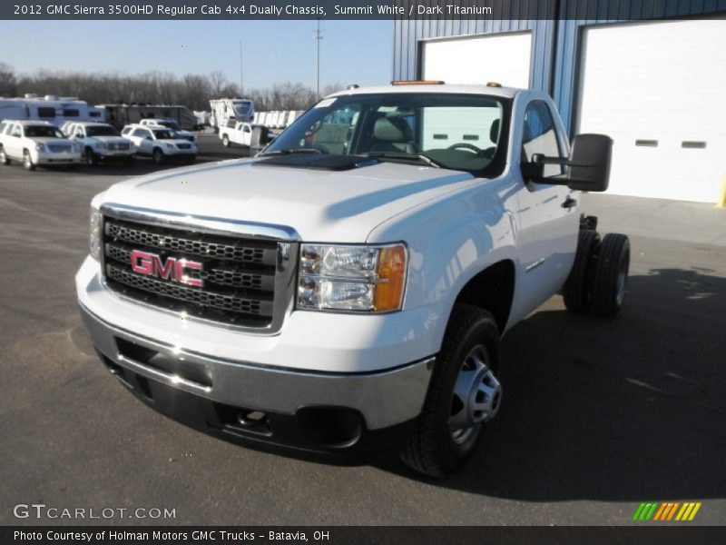 Summit White / Dark Titanium 2012 GMC Sierra 3500HD Regular Cab 4x4 Dually Chassis