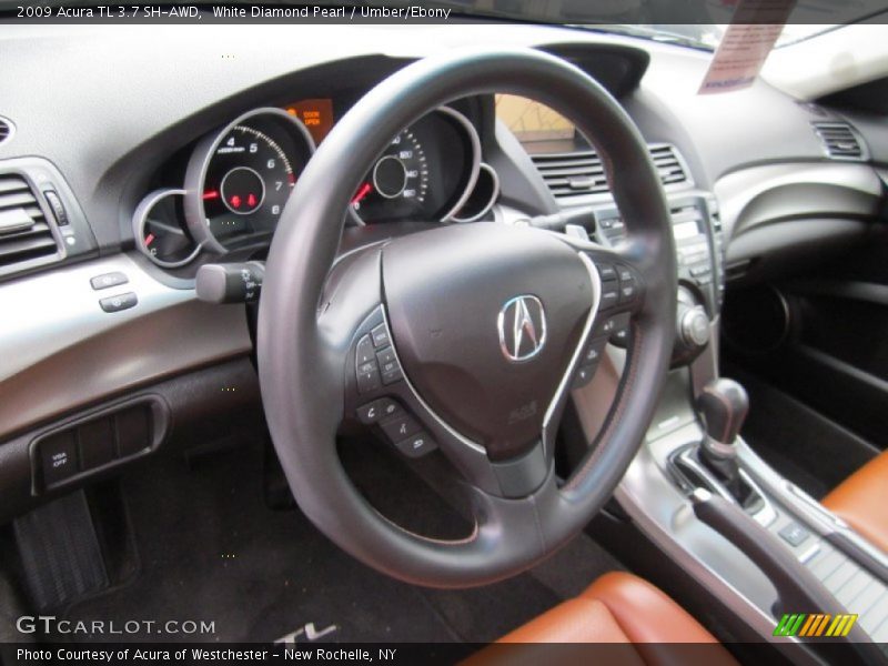 White Diamond Pearl / Umber/Ebony 2009 Acura TL 3.7 SH-AWD