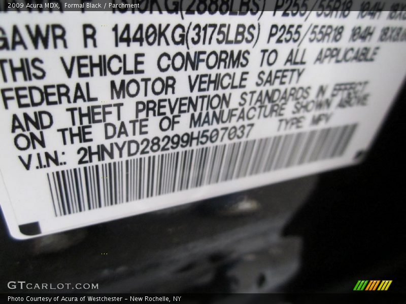 Formal Black / Parchment 2009 Acura MDX