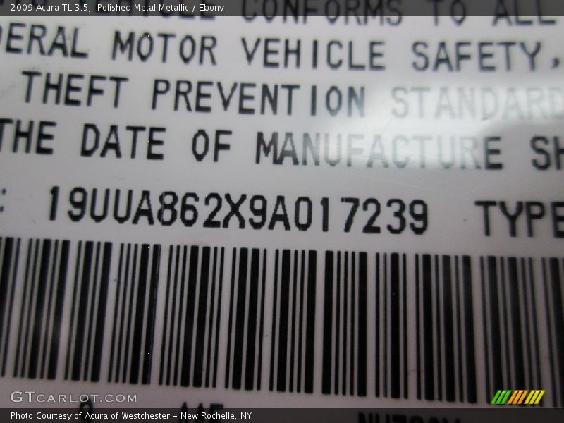 Polished Metal Metallic / Ebony 2009 Acura TL 3.5