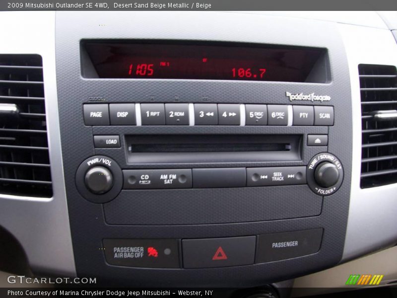 Desert Sand Beige Metallic / Beige 2009 Mitsubishi Outlander SE 4WD