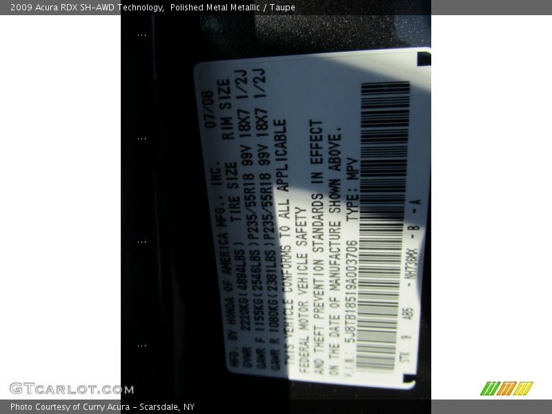 Polished Metal Metallic / Taupe 2009 Acura RDX SH-AWD Technology
