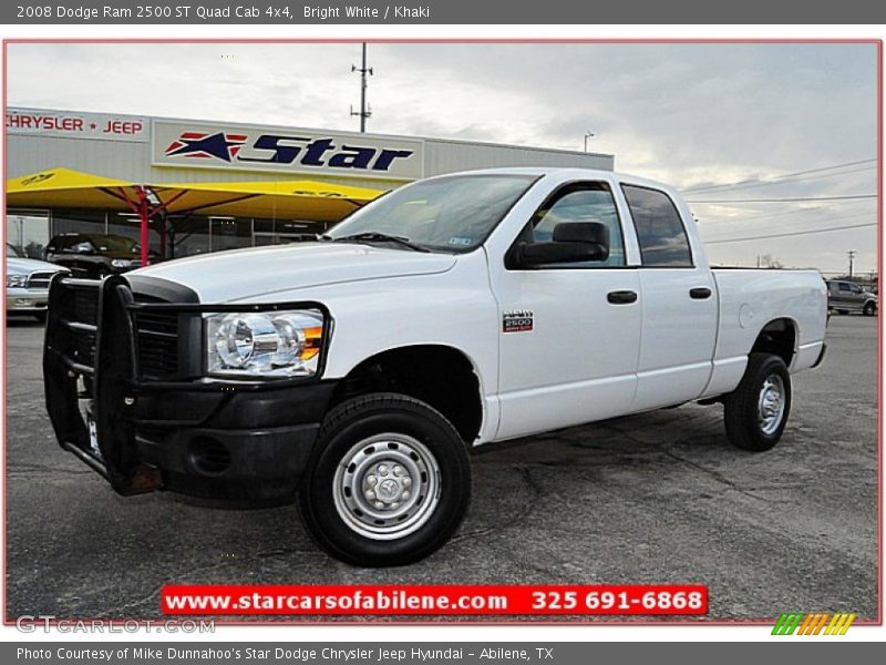 Bright White / Khaki 2008 Dodge Ram 2500 ST Quad Cab 4x4