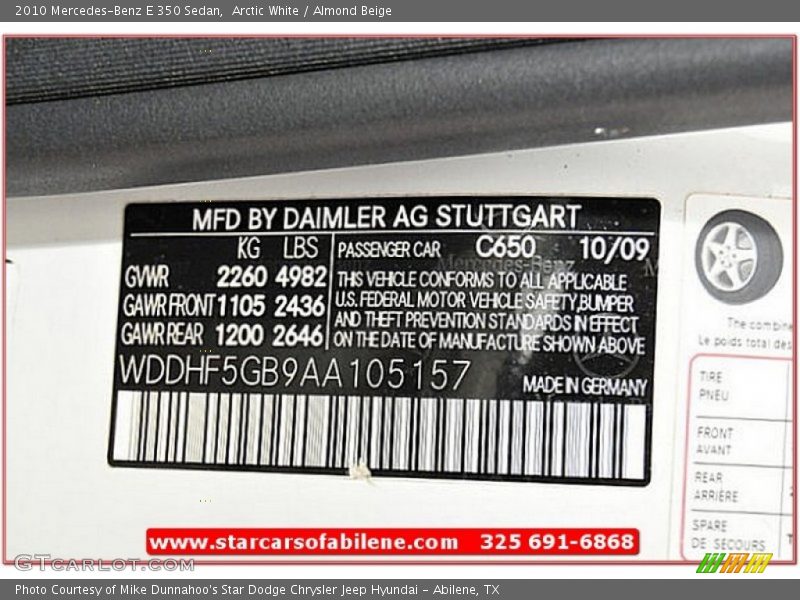 Arctic White / Almond Beige 2010 Mercedes-Benz E 350 Sedan