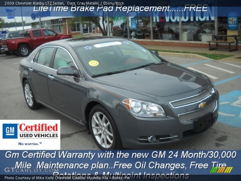 Dark Gray Metallic / Ebony/Brick 2009 Chevrolet Malibu LTZ Sedan