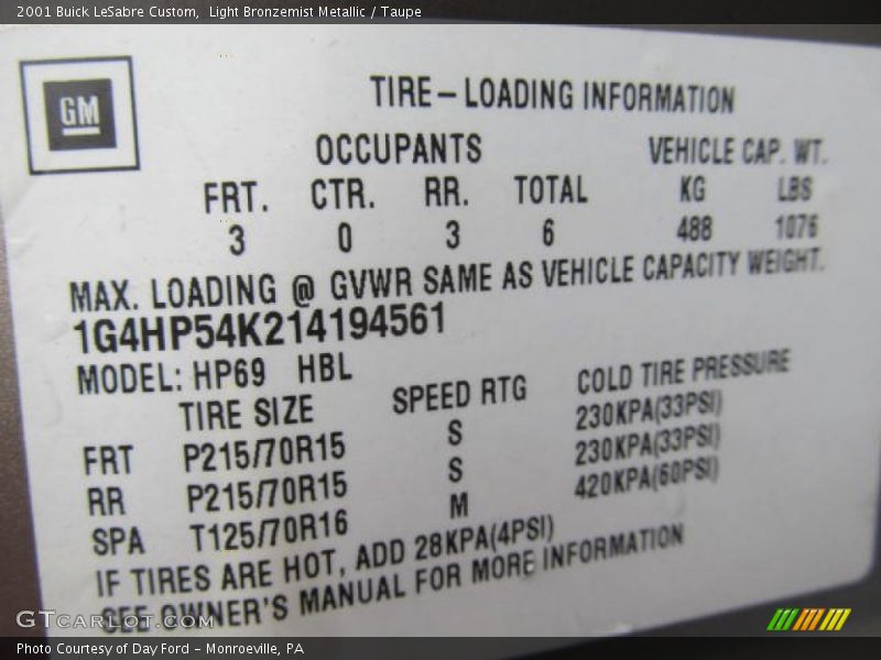 Light Bronzemist Metallic / Taupe 2001 Buick LeSabre Custom
