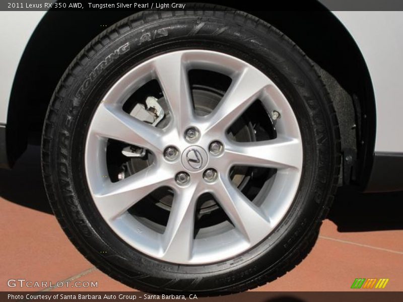 Tungsten Silver Pearl / Light Gray 2011 Lexus RX 350 AWD