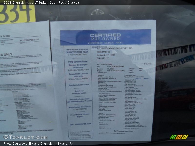 Sport Red / Charcoal 2011 Chevrolet Aveo LT Sedan