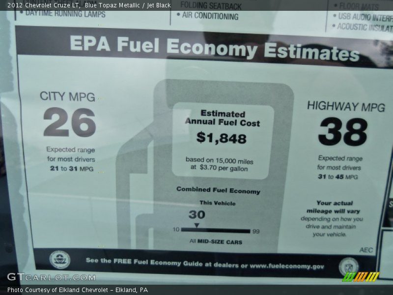  2012 Cruze LT Window Sticker