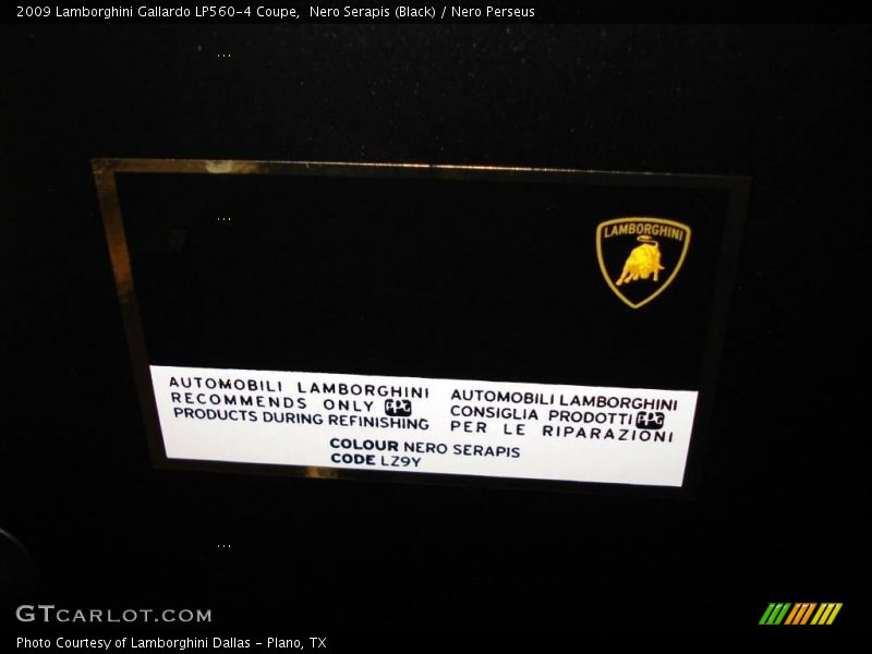 2009 Gallardo LP560-4 Coupe Nero Serapis (Black) Color Code LZ9Y