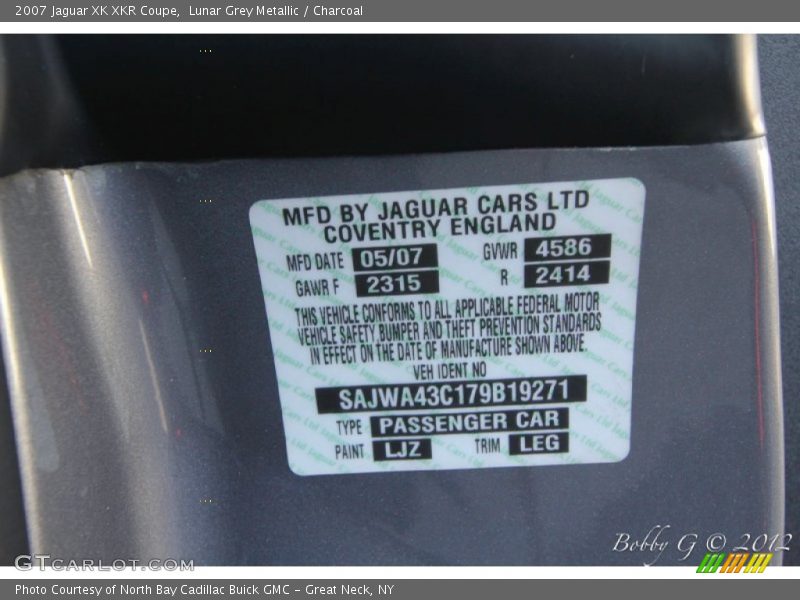 2007 XK XKR Coupe Lunar Grey Metallic Color Code LJZ