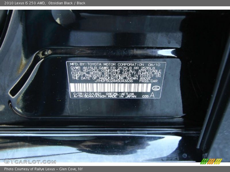 Obsidian Black / Black 2010 Lexus IS 250 AWD