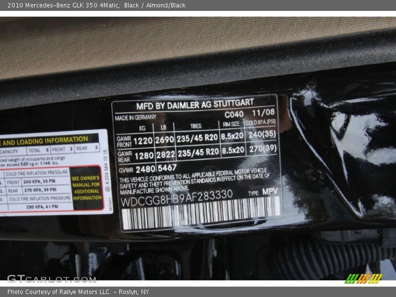 Black / Almond/Black 2010 Mercedes-Benz GLK 350 4Matic