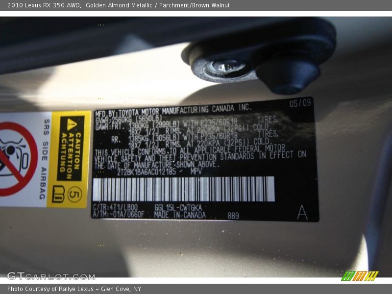 Golden Almond Metallic / Parchment/Brown Walnut 2010 Lexus RX 350 AWD