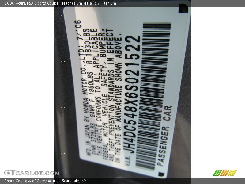 Magnesium Metallic / Titanium 2006 Acura RSX Sports Coupe