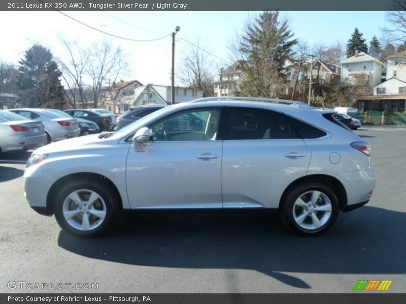 Tungsten Silver Pearl / Light Gray 2011 Lexus RX 350 AWD