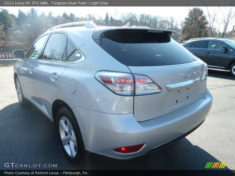 Tungsten Silver Pearl / Light Gray 2011 Lexus RX 350 AWD