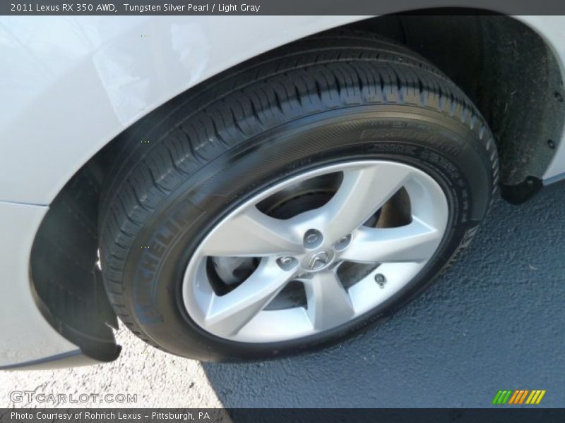 Tungsten Silver Pearl / Light Gray 2011 Lexus RX 350 AWD