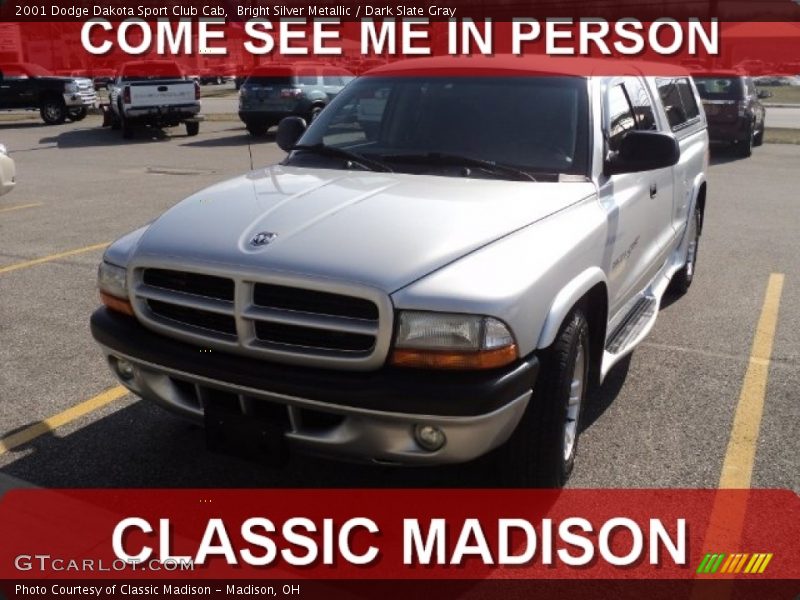 Bright Silver Metallic / Dark Slate Gray 2001 Dodge Dakota Sport Club Cab