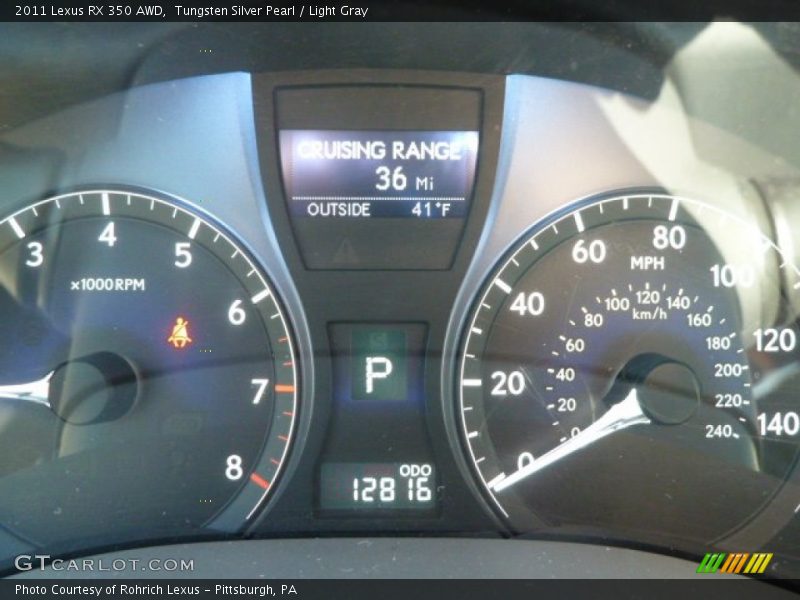 Tungsten Silver Pearl / Light Gray 2011 Lexus RX 350 AWD