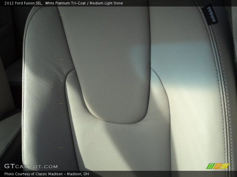 White Platinum Tri-Coat / Medium Light Stone 2012 Ford Fusion SEL