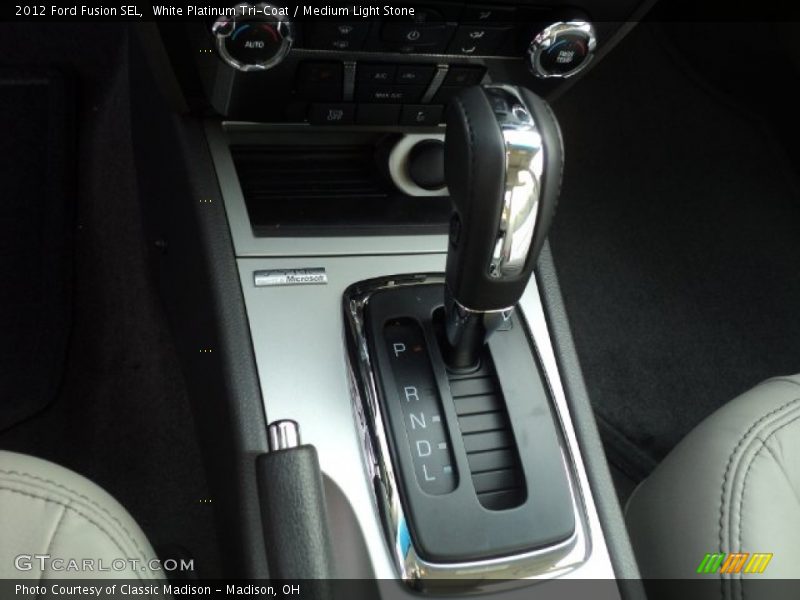 White Platinum Tri-Coat / Medium Light Stone 2012 Ford Fusion SEL