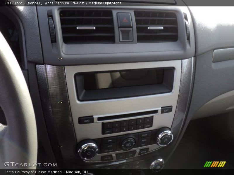 White Platinum Tri-Coat / Medium Light Stone 2012 Ford Fusion SEL
