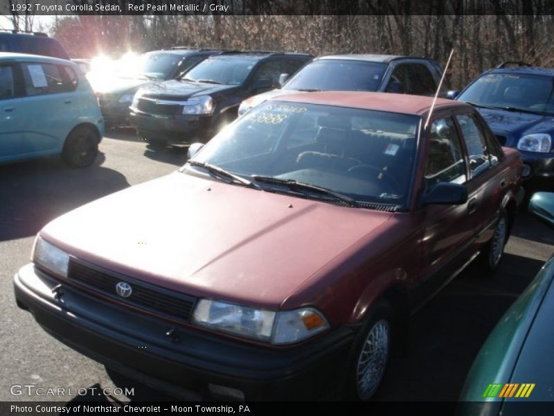 Red Pearl Metallic / Gray 1992 Toyota Corolla Sedan