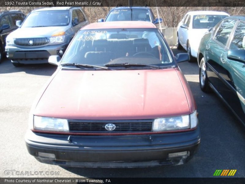 Red Pearl Metallic / Gray 1992 Toyota Corolla Sedan