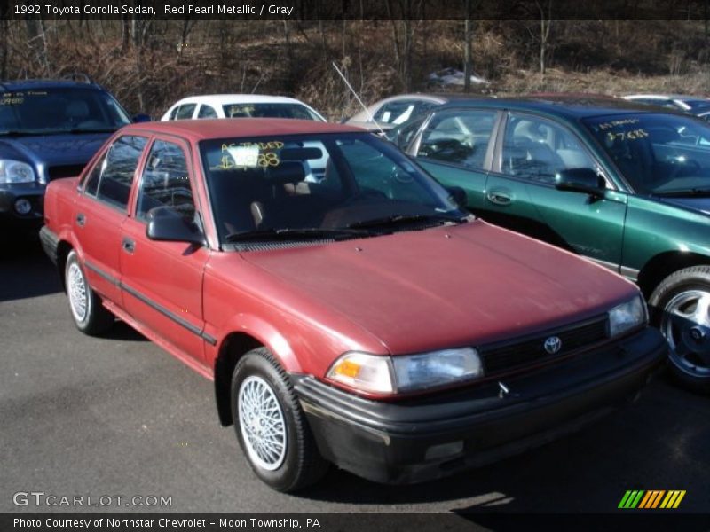 Red Pearl Metallic / Gray 1992 Toyota Corolla Sedan