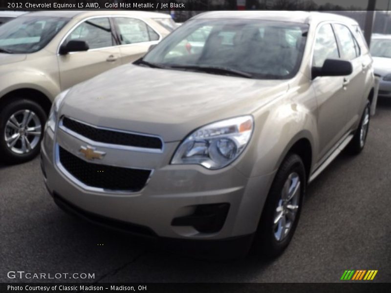 Gold Mist Metallic / Jet Black 2012 Chevrolet Equinox LS AWD