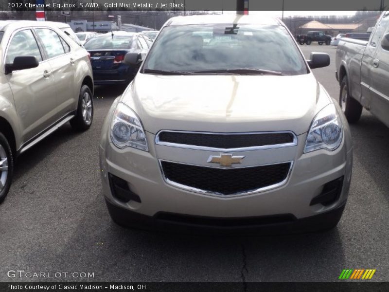 Gold Mist Metallic / Jet Black 2012 Chevrolet Equinox LS AWD