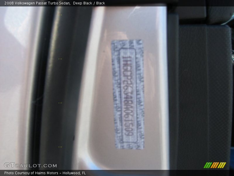Deep Black / Black 2008 Volkswagen Passat Turbo Sedan