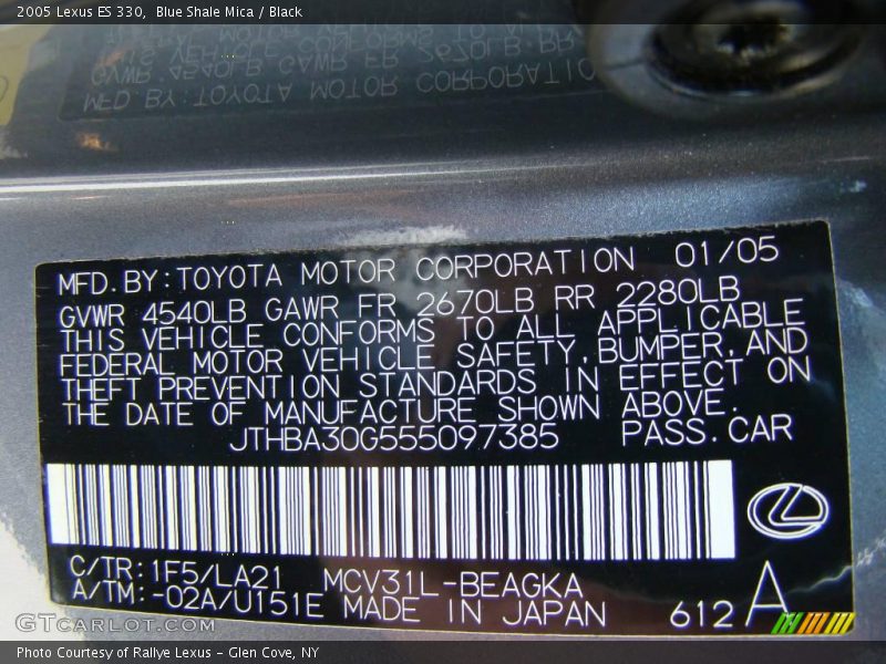 Blue Shale Mica / Black 2005 Lexus ES 330