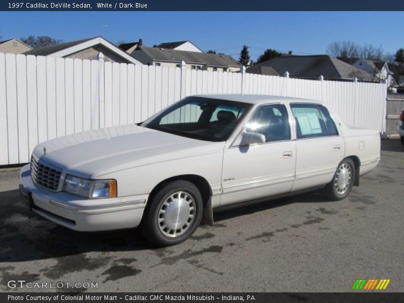 White / Dark Blue 1997 Cadillac DeVille Sedan