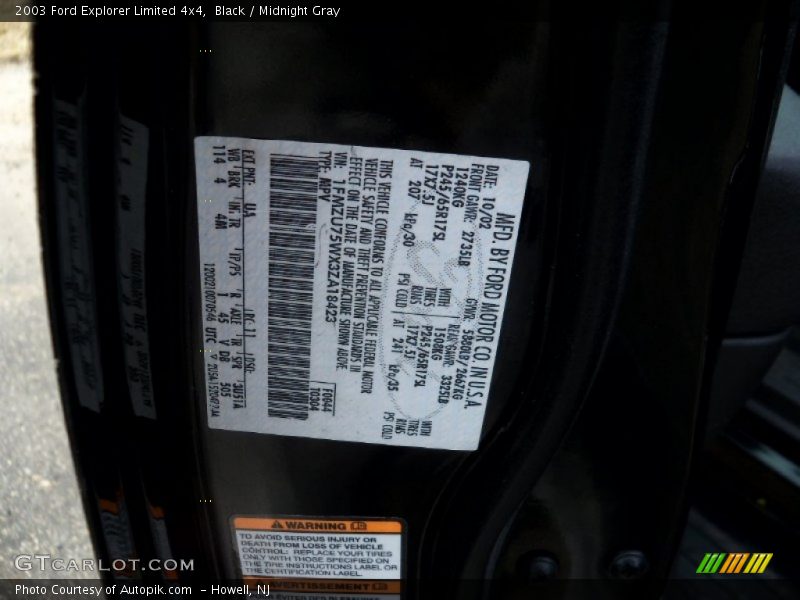 Black / Midnight Gray 2003 Ford Explorer Limited 4x4