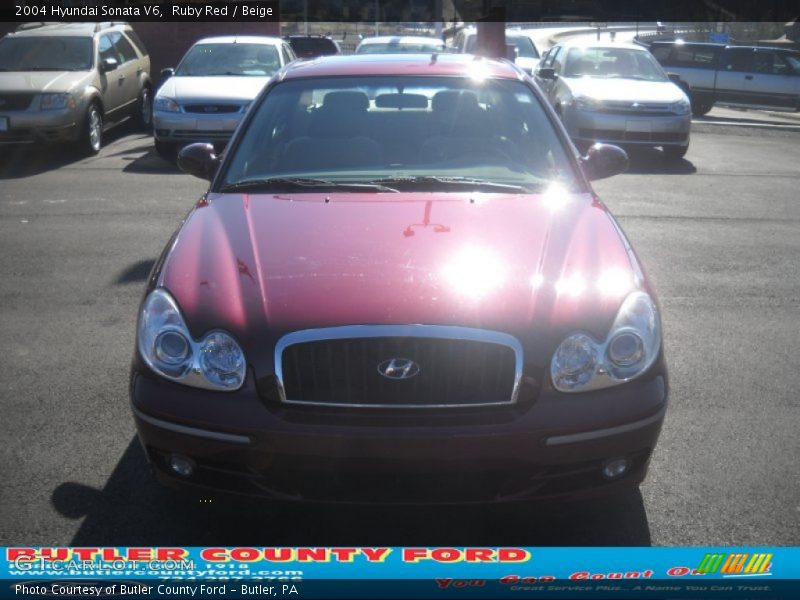 Ruby Red / Beige 2004 Hyundai Sonata V6