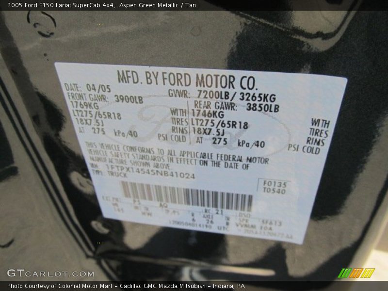 2005 F150 Lariat SuperCab 4x4 Aspen Green Metallic Color Code P5