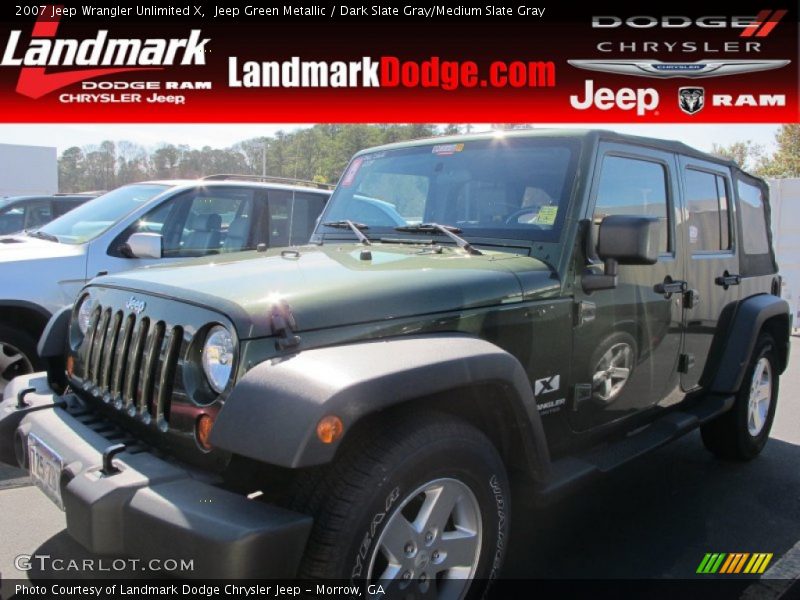 Jeep Green Metallic / Dark Slate Gray/Medium Slate Gray 2007 Jeep Wrangler Unlimited X