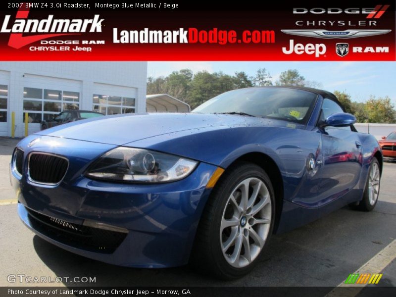 Montego Blue Metallic / Beige 2007 BMW Z4 3.0i Roadster