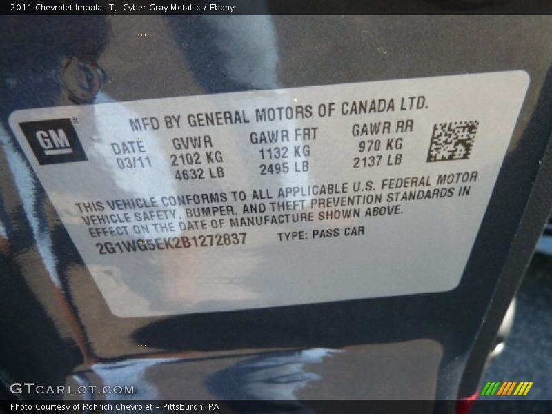 Cyber Gray Metallic / Ebony 2011 Chevrolet Impala LT