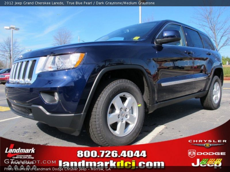 True Blue Pearl / Dark Graystone/Medium Graystone 2012 Jeep Grand Cherokee Laredo