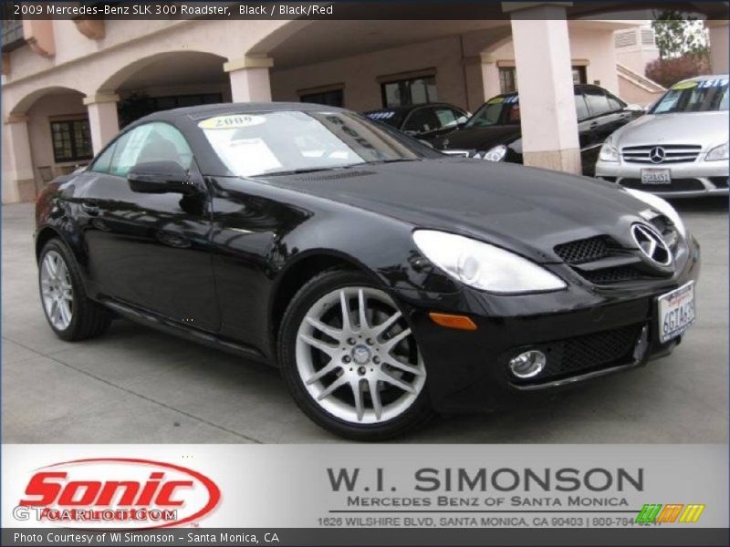 Black / Black/Red 2009 Mercedes-Benz SLK 300 Roadster