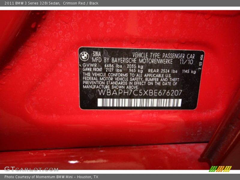 Crimson Red / Black 2011 BMW 3 Series 328i Sedan