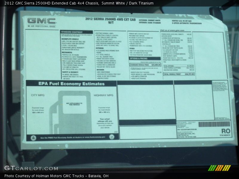 Summit White / Dark Titanium 2012 GMC Sierra 2500HD Extended Cab 4x4 Chassis
