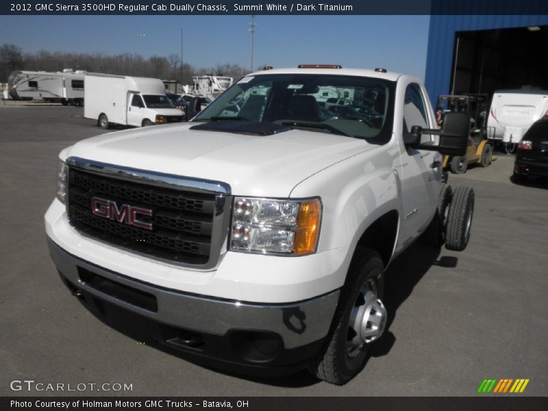 Summit White / Dark Titanium 2012 GMC Sierra 3500HD Regular Cab Dually Chassis