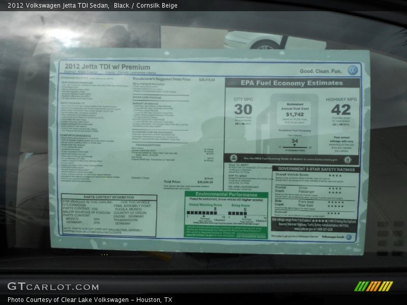 Black / Cornsilk Beige 2012 Volkswagen Jetta TDI Sedan