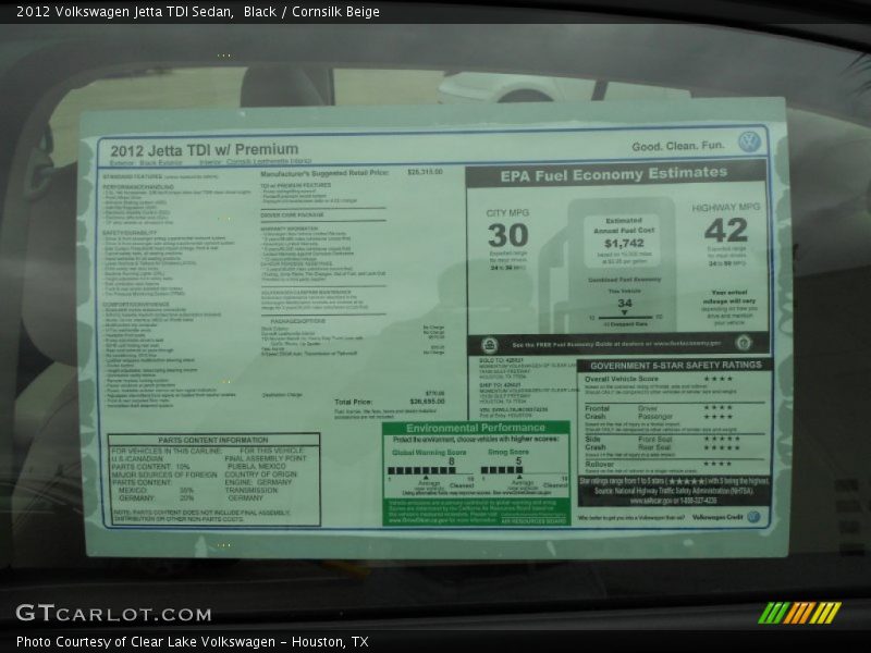 Black / Cornsilk Beige 2012 Volkswagen Jetta TDI Sedan