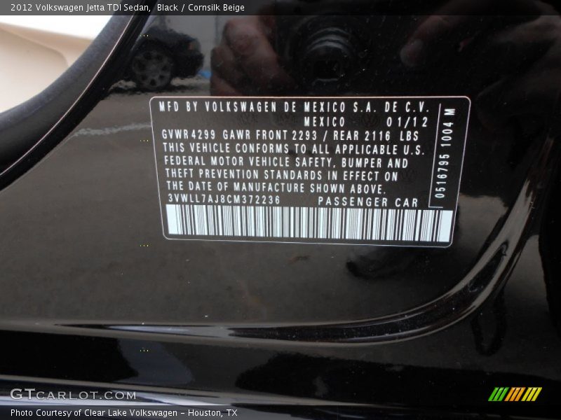 Black / Cornsilk Beige 2012 Volkswagen Jetta TDI Sedan