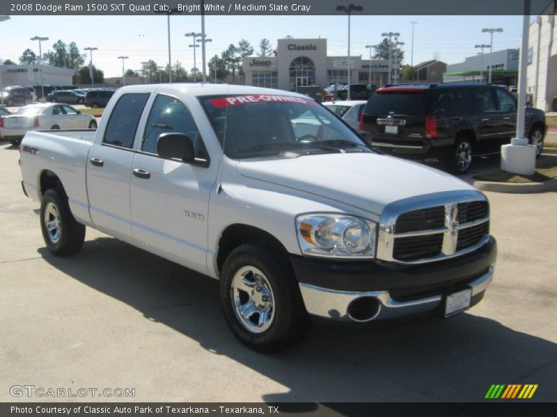 Bright White / Medium Slate Gray 2008 Dodge Ram 1500 SXT Quad Cab